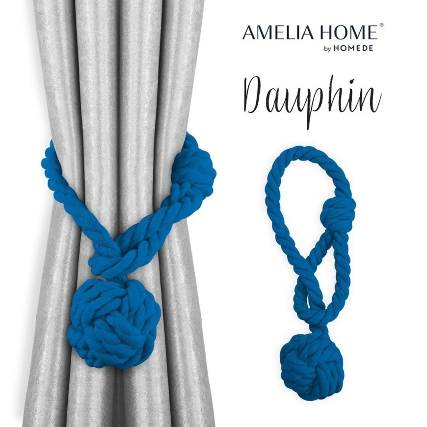 AmeliaHome Dauphin dark blue curtains, 2 pcs