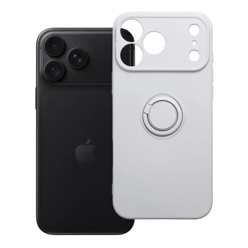 Чехол для iPhone 18 Pro Max / 17 Pro Max с силиконовым кольцом серебряный