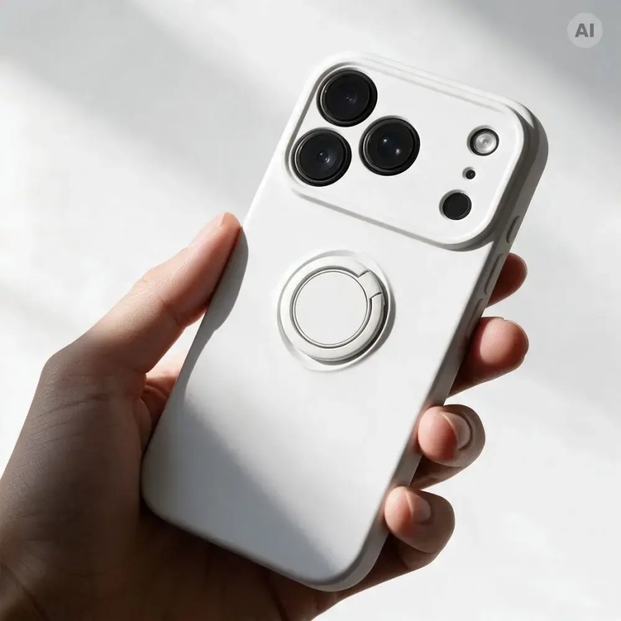 Korpusas iPhone 18 Pro Max / 17 Pro Max su silikono žiedu sidabrinis – 3