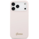 Guess silicone case with metal logo Script and MagSafe, designed for iPhone 18 Pro Max / iPhone 17 Pro Max, pink