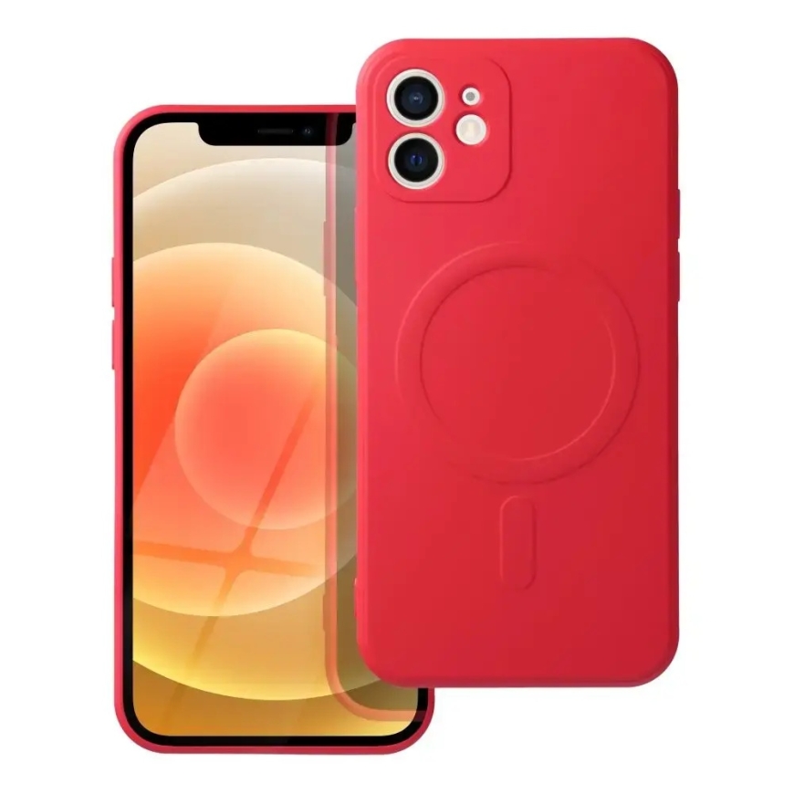 Silicone Mag Cover phone case with MagSafe support for iPhone 12 Mini red