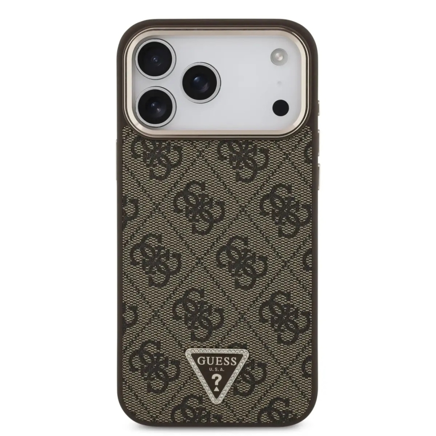 Guess 4G Strass Triangle Logo Gold Frame чехол с поддержкой MagSafe для телефона iPhone 18 Pro Max коричневый – 2