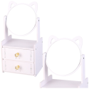 Lean Toys Mini Puitmakeupilaud peegli ja kahe sahtliga, valge Lean Toys Mini Puitmakeupilaud peegli ja kahe sahtliga, valge