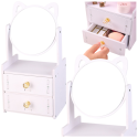 Lean Toys Mini Koka Grima Galda ar Spoguli un Divām Atvilktnēm, Balts Lean Toys Mini Koka Grima Galda ar Spoguli un Divām Atvilktnēm, Balts