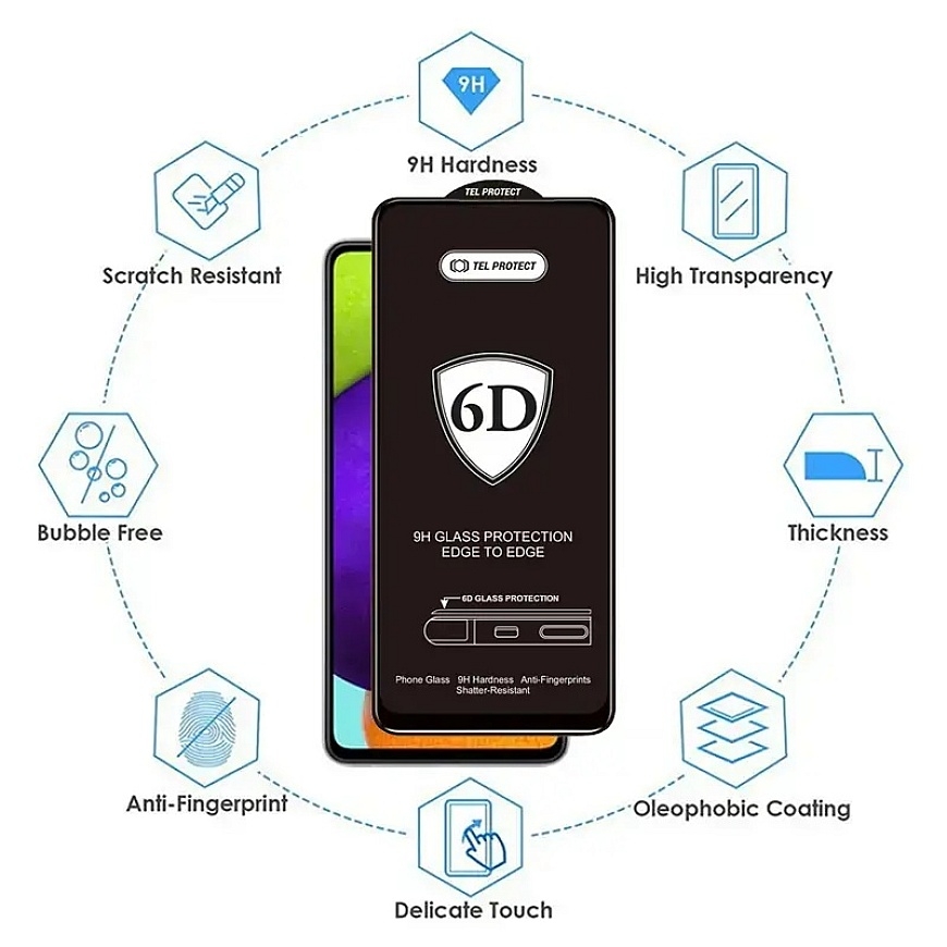 Tel Protect Full Glue 6D karkaistusta lasista puhelimelle Samsung Galaxy A36 5G (A366) | Galaxy S24 FE (S721) (10 kpl.) – 5