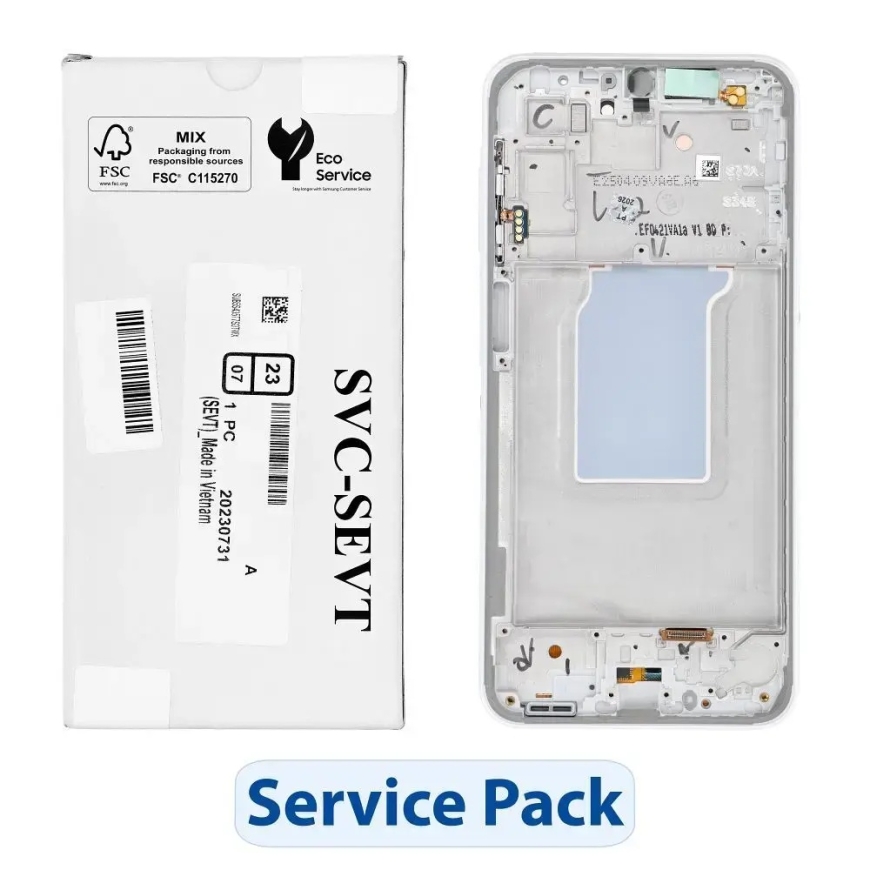 Servisa pakotne LCD ekrānam SAMSUNG A26 5G A266B Balta GH82-37049B