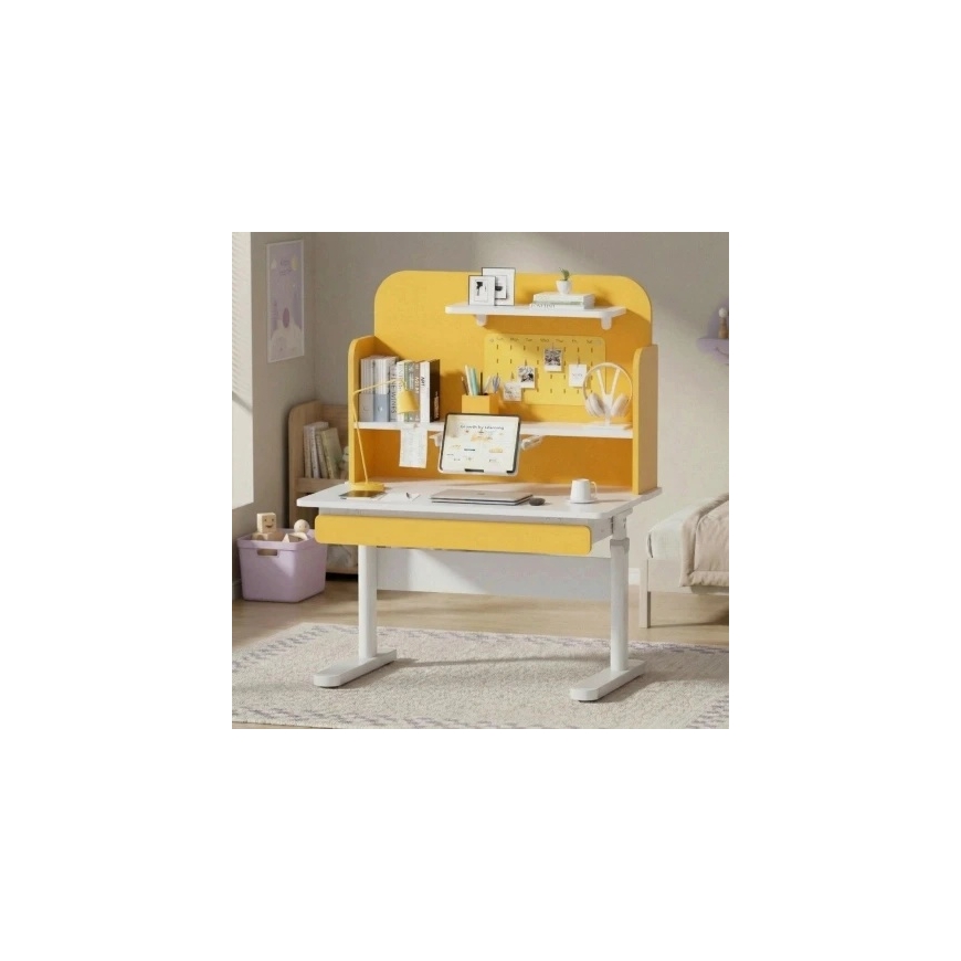 Spacetronik Bērnu augstuma regulējamais rakstāmgaldi ar piederumu, 90 × 60 cm, dzeltena – 4