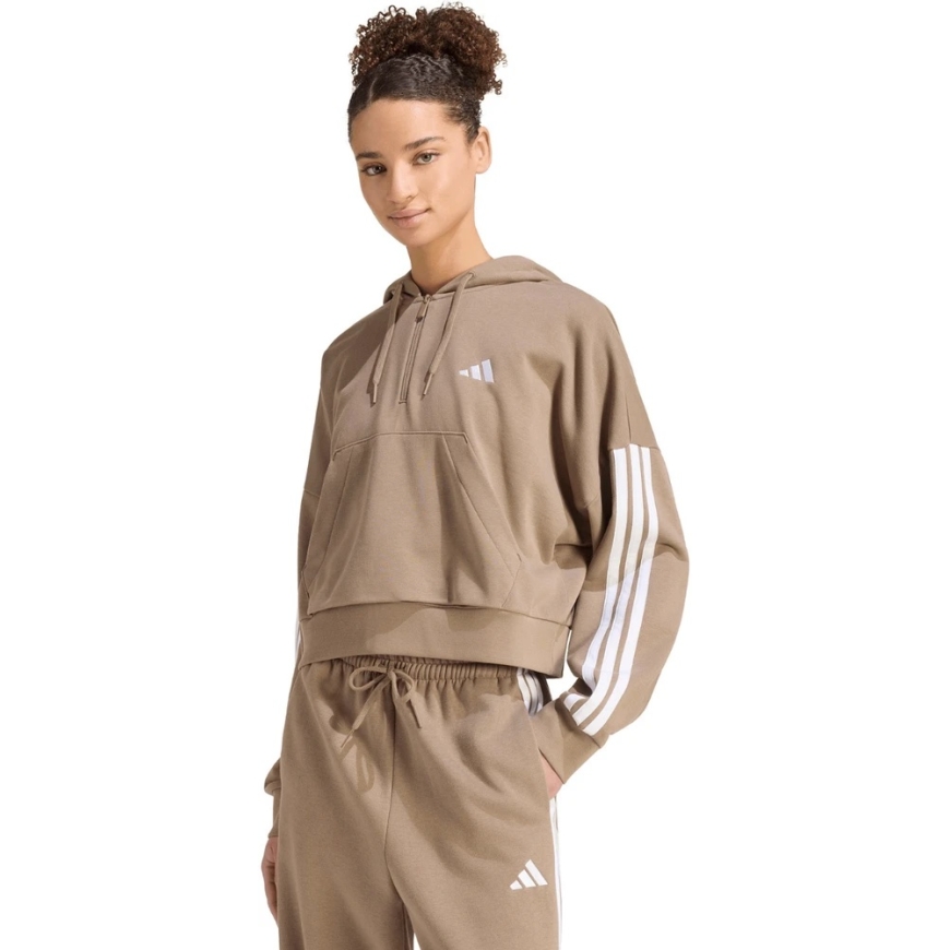 adidas Sieviešu Essentials 3-Stripes Franču frotē Quarter-Zip smilšu krāsā KF8315 (L)