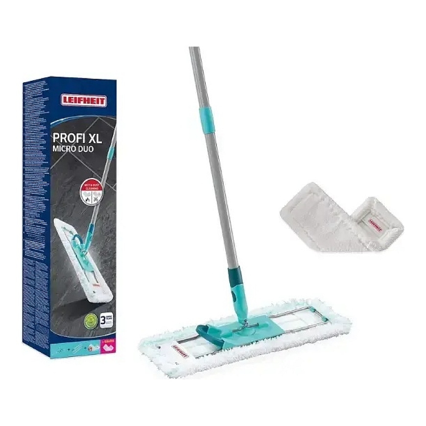 Lattiaharja taitettavalla kahvalla laatikossa Profi XL micro duo 42cm + vaihtoalusta Profi XL Superduster 42cm