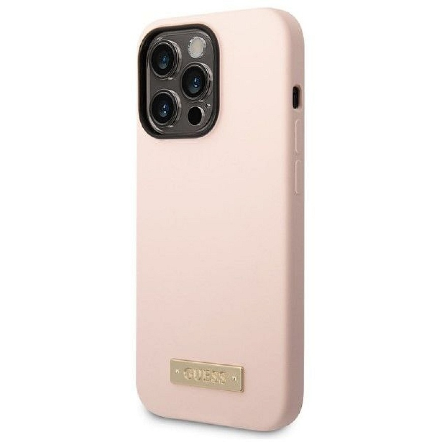 Apple iPhone 14 Pro Silicone Metal Logo MagSafe Compatible Case Pink