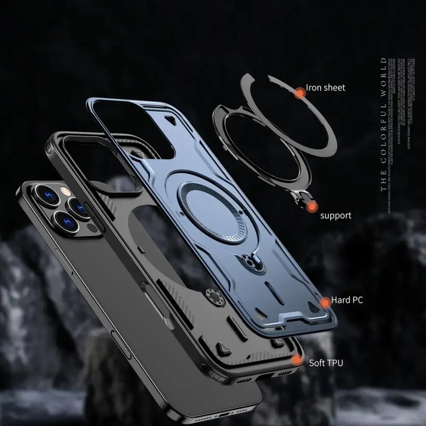 Hybrid Armor Trendy phone case with MagSafe support for iPhone 16 Pro blue – 4