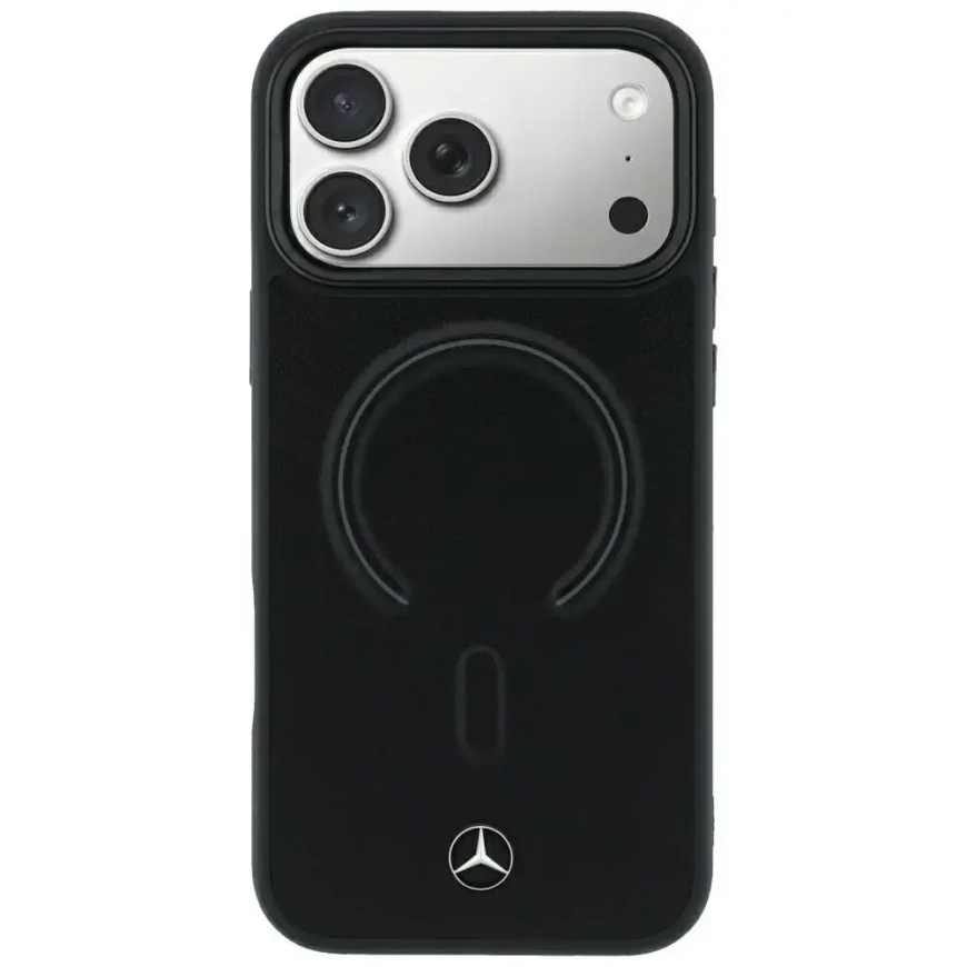 Mercedes 3D ādas maciņš ar MagSafe atbalstu telefonam iPhone 18 Pro Max | iPhone 17 Pro Max melns – 3