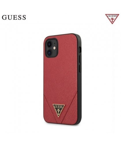 Guess GUHCP12SVSATMLRE Saffiano Hard back cover case for Apple iPhone 12 mini Red