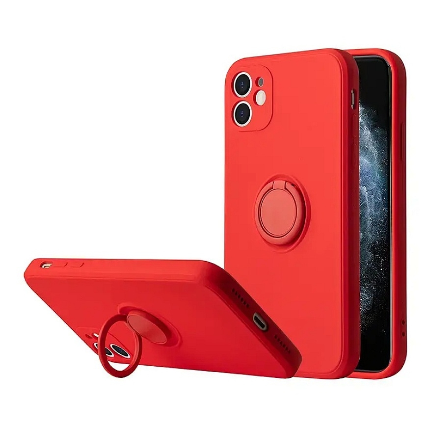 Vennus Silicone Ring maciņš ar statīvu telefonam iPhone 11 Pro sarkans – 2