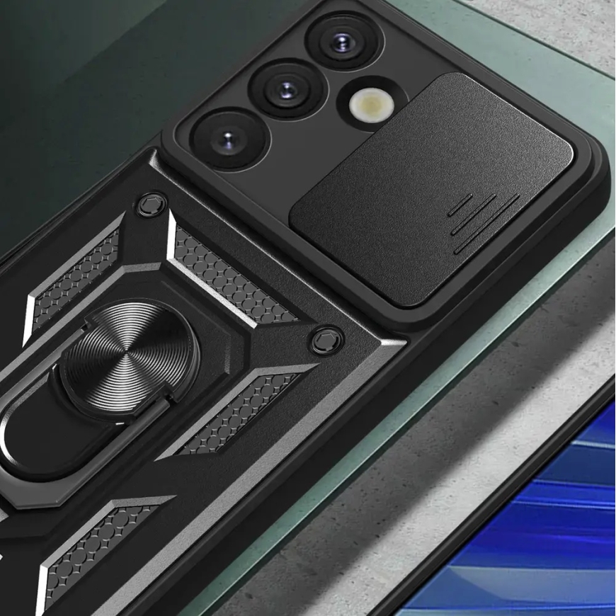 Hybrid Armor Camshield -puhelinsuojus, jossa on jalusta Samsung Galaxy S25:lle (S931), musta (kameran linssin suojaus mukana) – 4