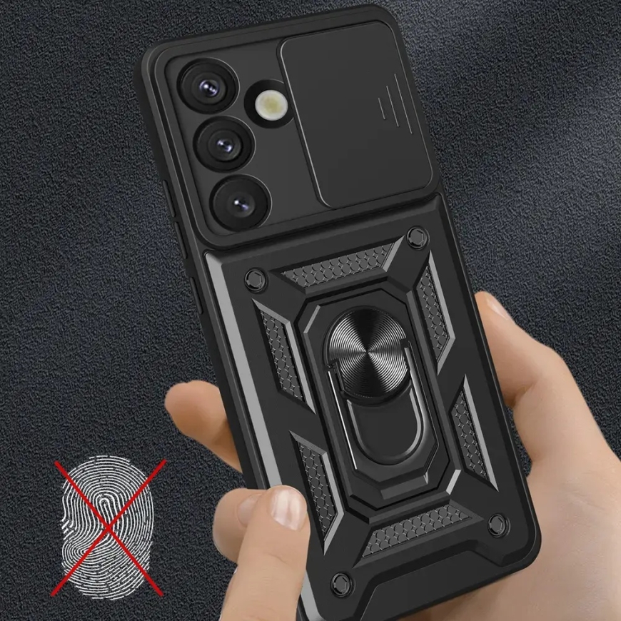 Hybrid Armor Camshield telefono dėklas su stovu Samsung Galaxy S25 (S931) juodas (su kameros apsauga) – 5