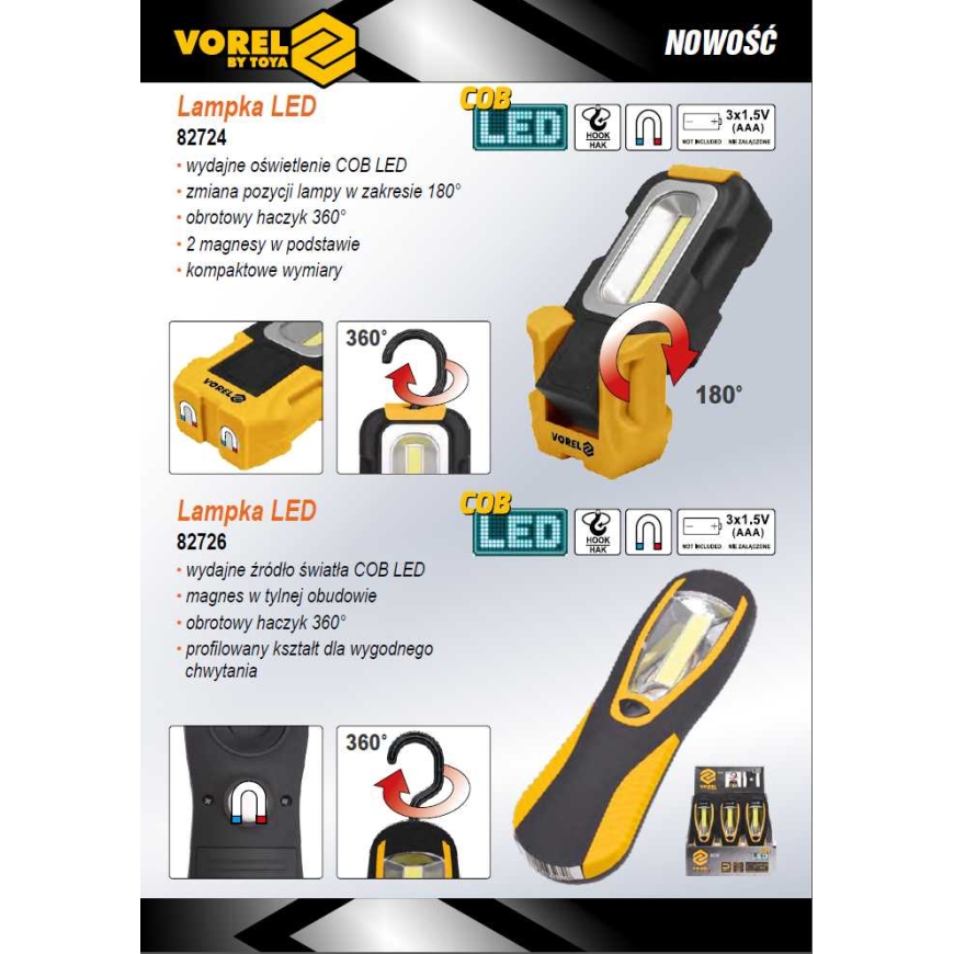 VOREL COB LED rankinė lempa 82726 – 5