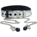 Lovetoy Harness Collar with Nipple Clamps on Chains BDSM Lovetoy Harness Collar with Nipple Clamps on Chains BDSM