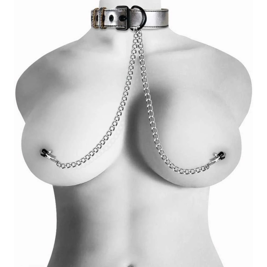 Lovetoy rakmediga kaelarihm nippli klambrite ahelates BDSM – 3