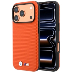 BMW M Quadrille Kevlar Metal Logo MagSafe Case for iPhone 18 Pro Max, orange
