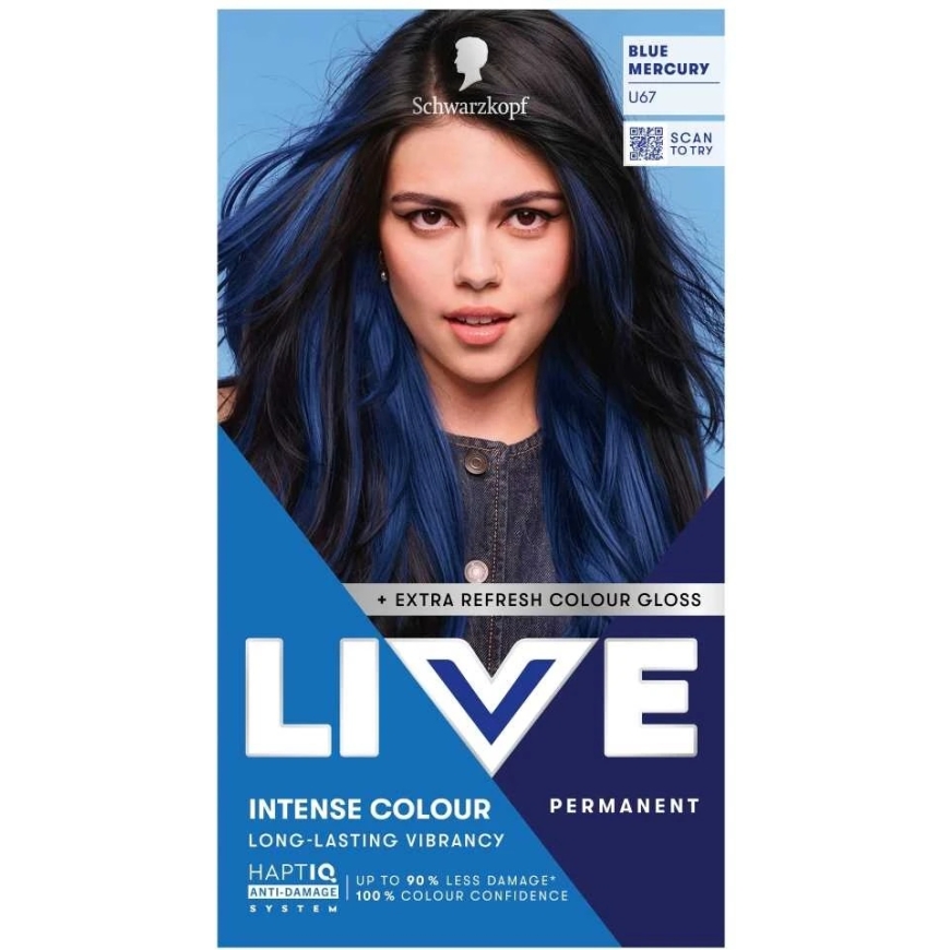 L'Oreal Schwarzkopf Live Intense Colour краска для волос U67 Голубой Меркурий