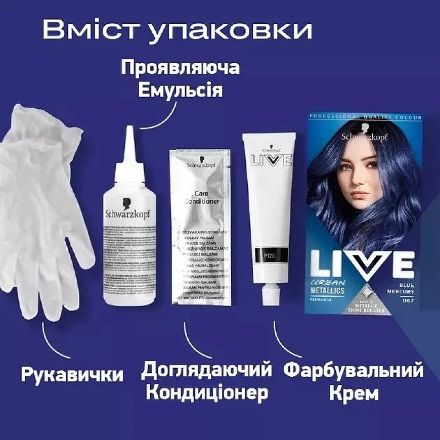 L'Oreal Schwarzkopf Live Intense Colour hiusväri U67 Sininen Merkurius – 3