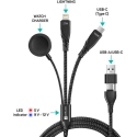 CONNECT IT Wirez 6in1 laadimiskaabel, USB-C/USB, Lightning, juhtmevaba kellalaadija, 1,25 m, must CONNECT IT Wirez 6in1 laadimiskaabel, USB-C/USB, Lightning, juhtmevaba kellalaadija, 1,25 m, must