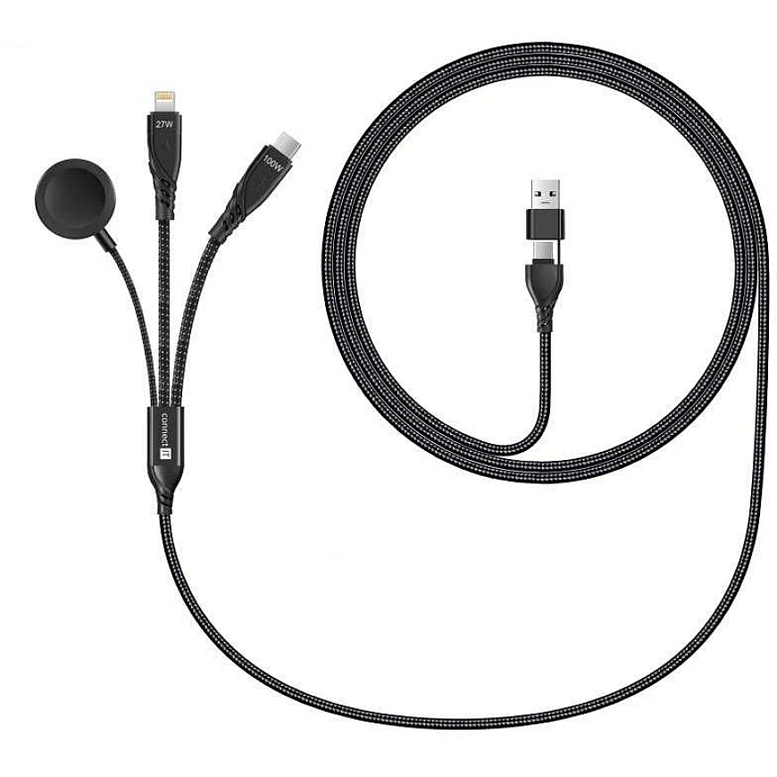 CONNECT IT Wirez 6in1 įkrovimo laidas, USB-C/USB, „Lightning“, belaidis laikrodžio įkroviklis, 1,25 m, juodas – 3
