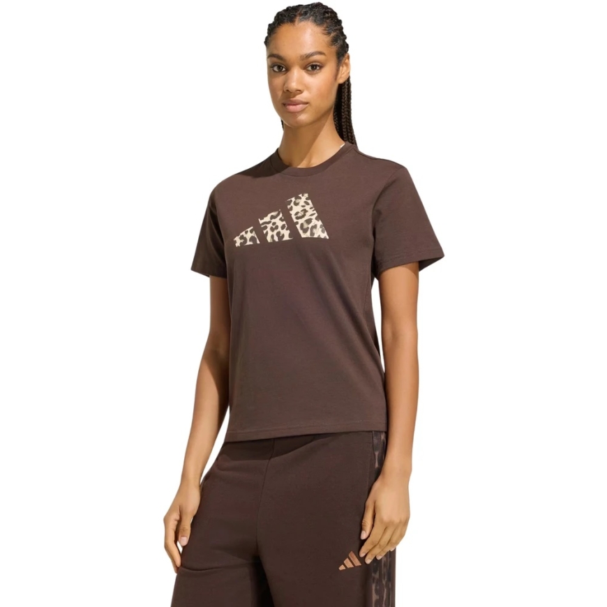 Moteriški marškinėliai adidas Animal Graphic ruda KT2676 (XS)