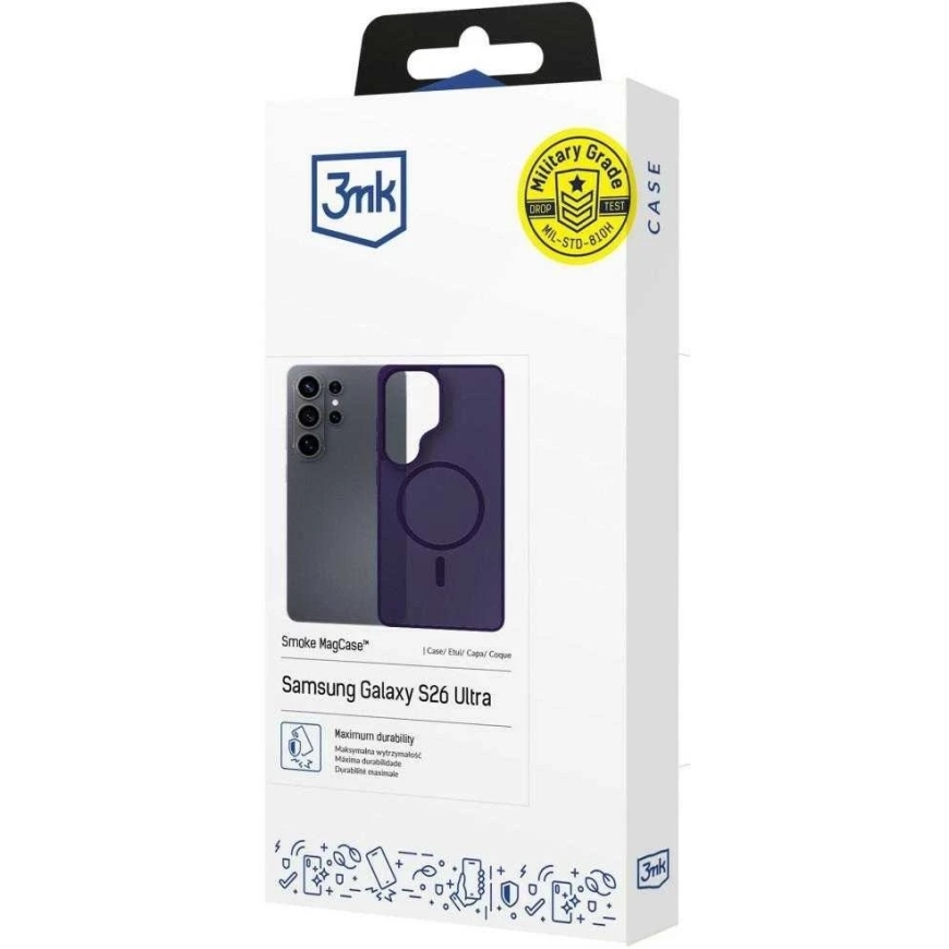 MagSafe Compatible Phone Case, Purple Polycarbonate 3mk Smoke MagCase – 3