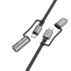 Hoco U138 3-in-1 провод для передачи данных и зарядки | USB-C на USB-C, Lightning | PD, QC 3.0 | 60W | 1.2m | серый