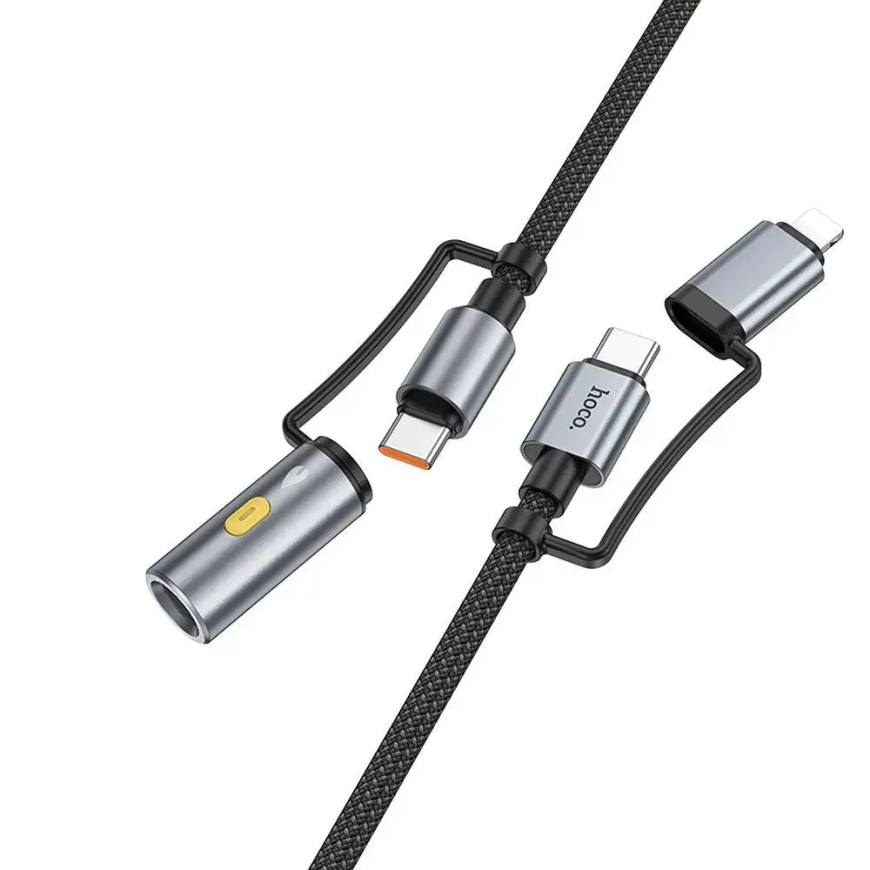 Hoco U138 3-in-1 провод для передачи данных и зарядки | USB-C на USB-C, Lightning | PD, QC 3.0 | 60W | 1.2m | серый