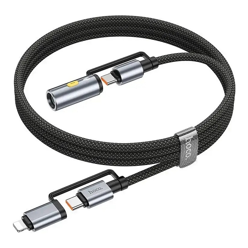 Hoco U138 3-in-1 datu pārraides un uzlādes vads | USB-C uz USB-C, Lightning | PD, QC 3.0 | 60W | 1.2m | pelēks – 2