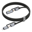 Hoco U138 3-in-1 datu pārraides un uzlādes vads | USB-C uz USB-C, Lightning | PD, QC 3.0 | 60W | 1.2m | pelēks Hoco U138 3-in-1 datu pārraides un uzlādes vads | USB-C uz USB-C, Lightning | PD, QC 3.0 | 60W | 1.2m | pelēks