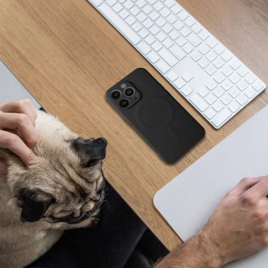 Silicone telefono dėklas su MagSafe palaikymu iPhone 17 Pro Max | iPhone 18 Pro Max juodas – 4