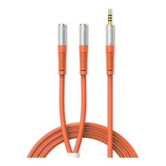 Orico AX2-10 audiojohto 3,5 mm minijack jakaja kuulokkeille ja mikrofonille 1m kaapeli - oranssi