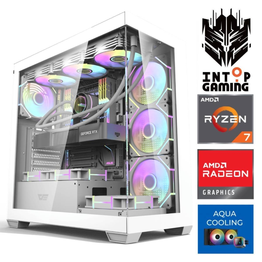 INTOP AQUA Ryzen 7 8700F 64GB DDR5 1TB SSD M.2 NVME+2TB RX9060XT 16GB no-OS