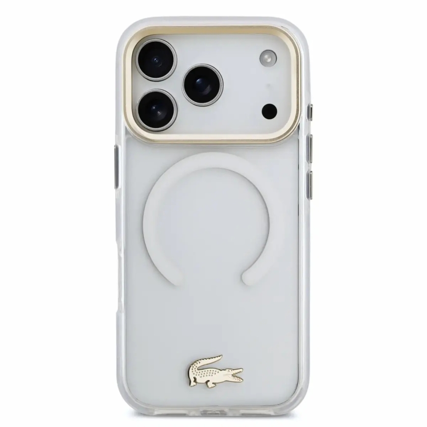 Lacoste IML Shockproof Petit Pique Gold Logo MagSafe dėklas iPhone 18 Pro skaidrus – 2