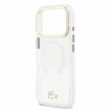 Lacoste IML Shockproof Petit Pique Gold Logo MagSafe vāciņš iPhone 18 Pro caurspīdīgs