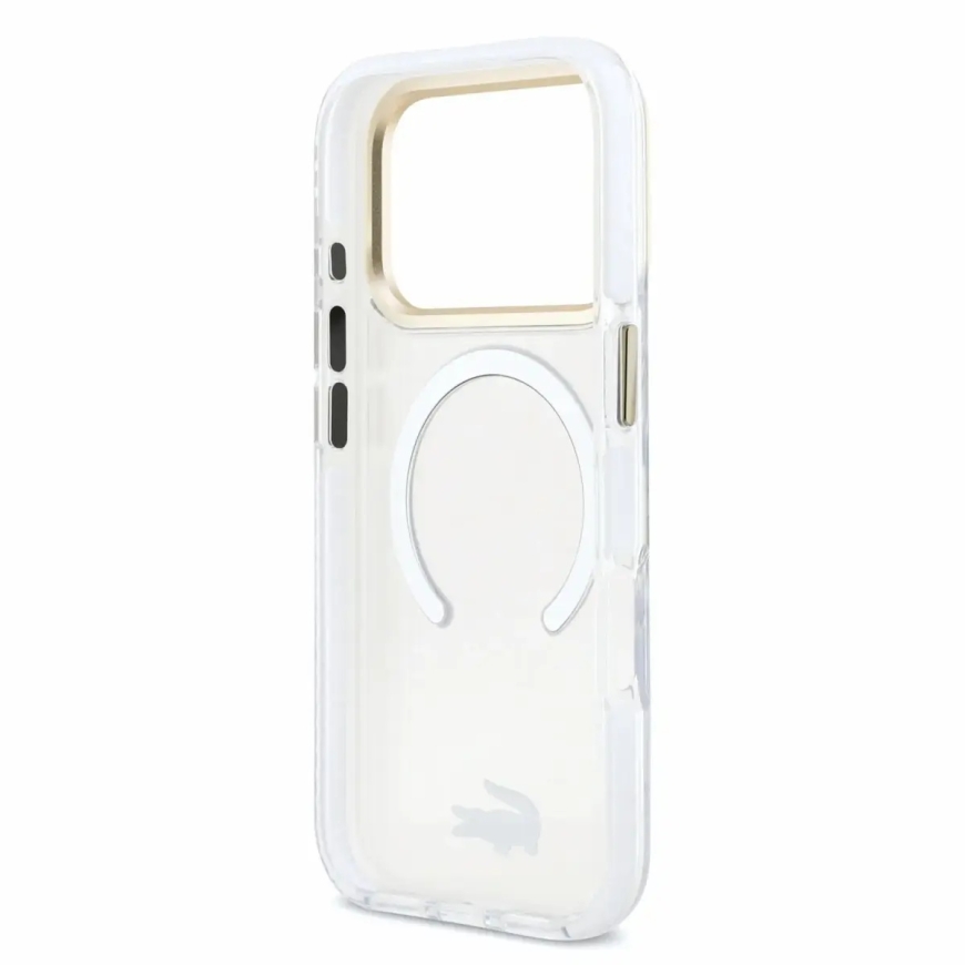 Lacoste IML Shockproof Petit Pique Gold Logo MagSafe dėklas iPhone 18 Pro skaidrus – 5