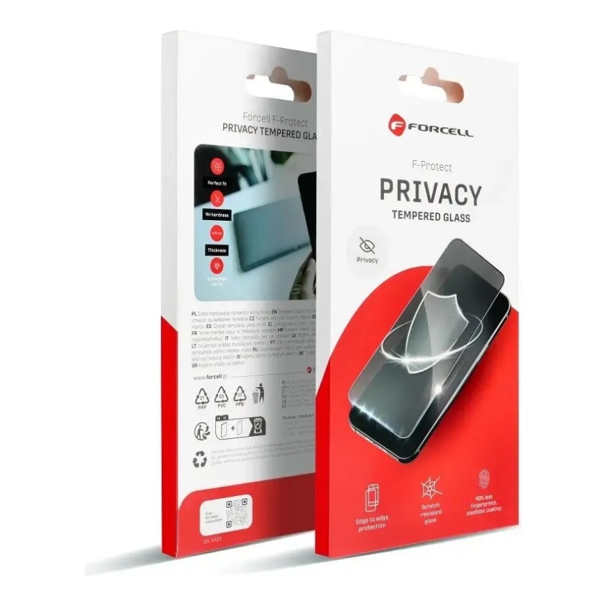 Forcell Privacy grūdintas apsauginis stiklas telefonui iPhone 18 Pro (privatumo efektas)