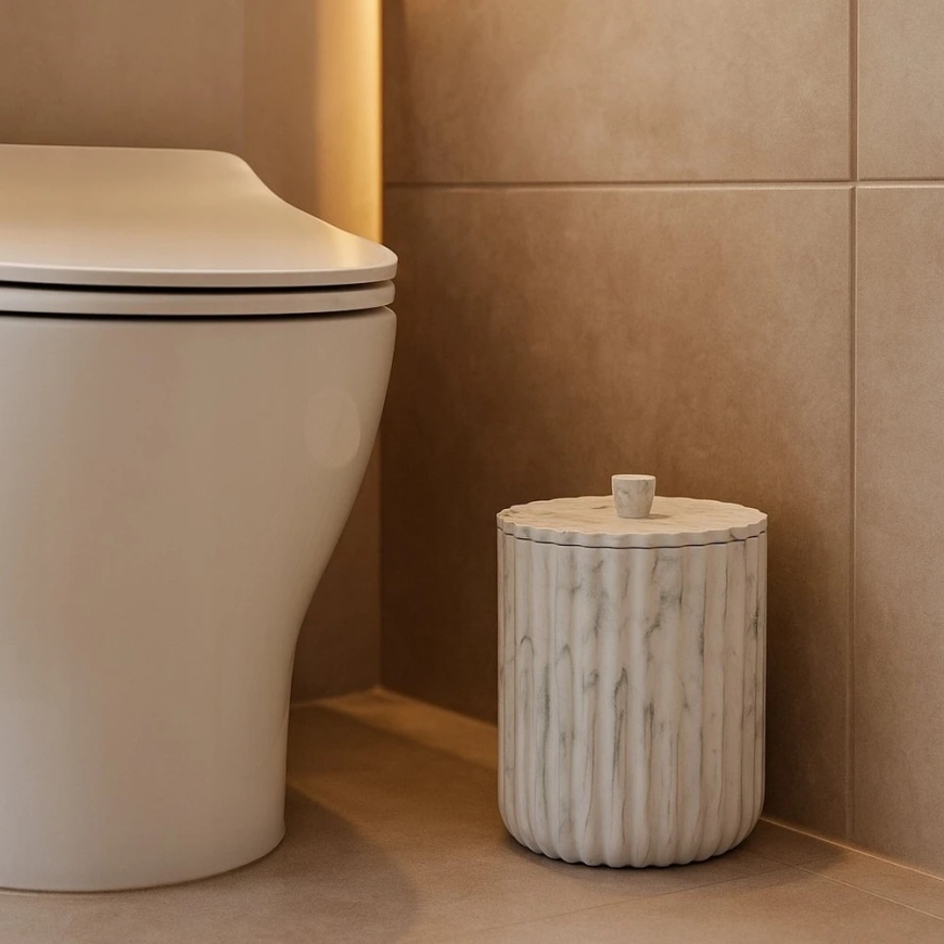 5five Simply Smart Väike marmorimustriga prügikast MARBY, 5 l – 3