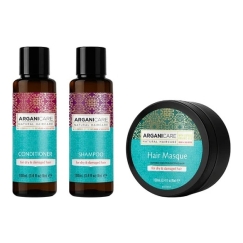 Arganicare-setti: Argan Oil & Shea Butter Hiushoito Kosteuttava Kreemimaski, 100 ml + Argan Oil & Shea Butter Shampoo Korjaava &