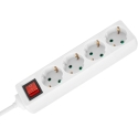 Przedłużacz Prailgintuvas, 4 lizdai, 2 m, vokiško tipo, su jungikliu (3x1,5 mm), Rebel baltas Przedłużacz Prailgintuvas, 4 lizdai, 2 m, vokiško tipo, su jungikliu (3x1,5 mm), Rebel baltas