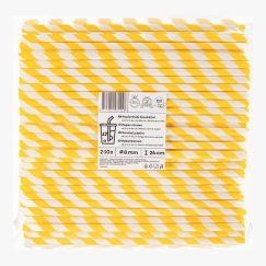 Live Paper Popieriniai šiaudeliai ZigZag, geltoni/dryžuoti, D 8 mm, L 24 cm, 250 vnt