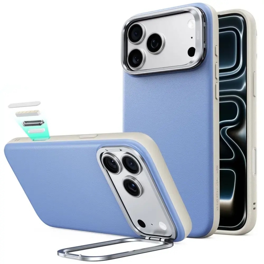 ESR Leather Kickstand чехол с подставкой и поддержкой MagSafe для телефона iPhone 17 Pro Max | iPhone 18 Pro Max синий