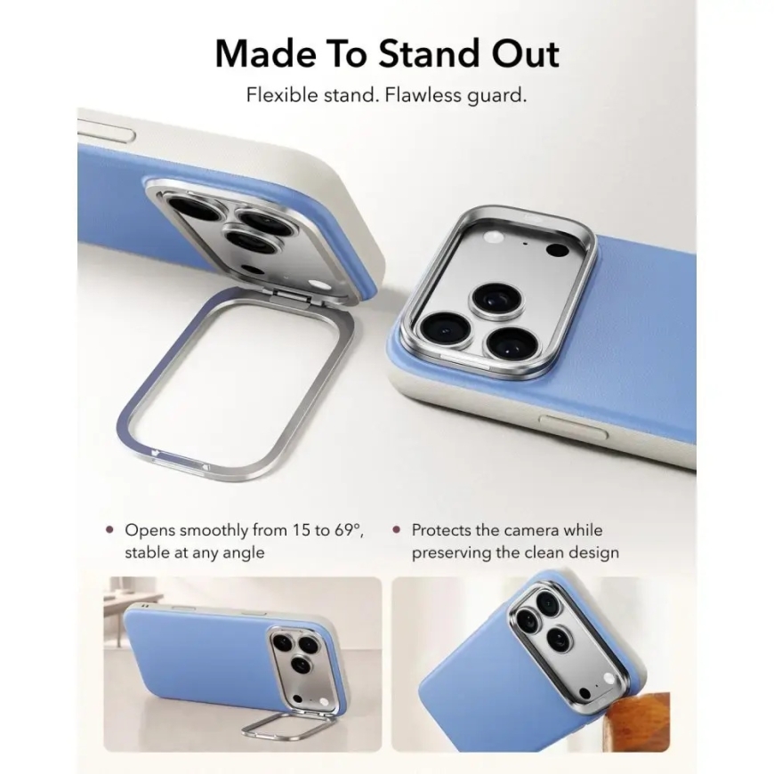 ESR Leather Kickstand phone case with stand and MagSafe support for iPhone 17 Pro Max | iPhone 18 Pro Max blue – 4