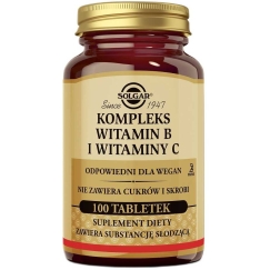 Solgar B grupas vitamīnu un C vitamīna komplekss, 100 tabletes