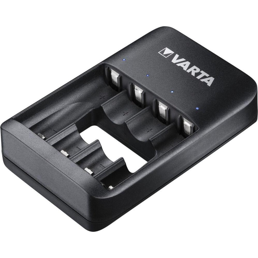 Akumulatoru lādētājs - Varta USB Quattro 57652, uzlādē 4 Ni-MH AA/AAA akumulatorus, Micro USB, melns