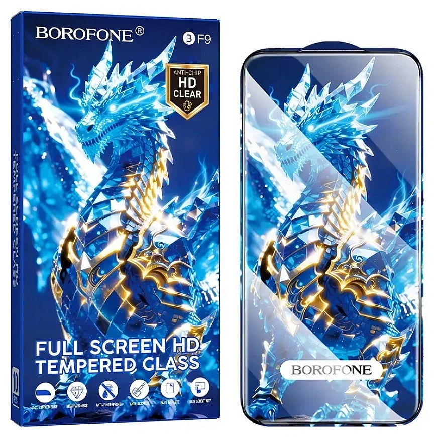 Закалённое стекло Borofone BF9 Armor Full Screen HD для Iphone 15 Pro - 10 штук